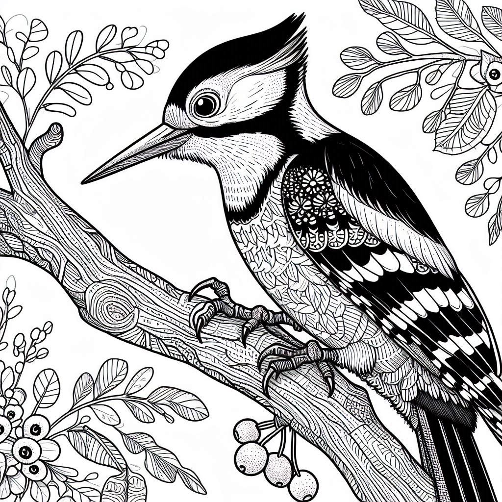 Woodpecker-on-a-Branch-Coloring-Page.jpg