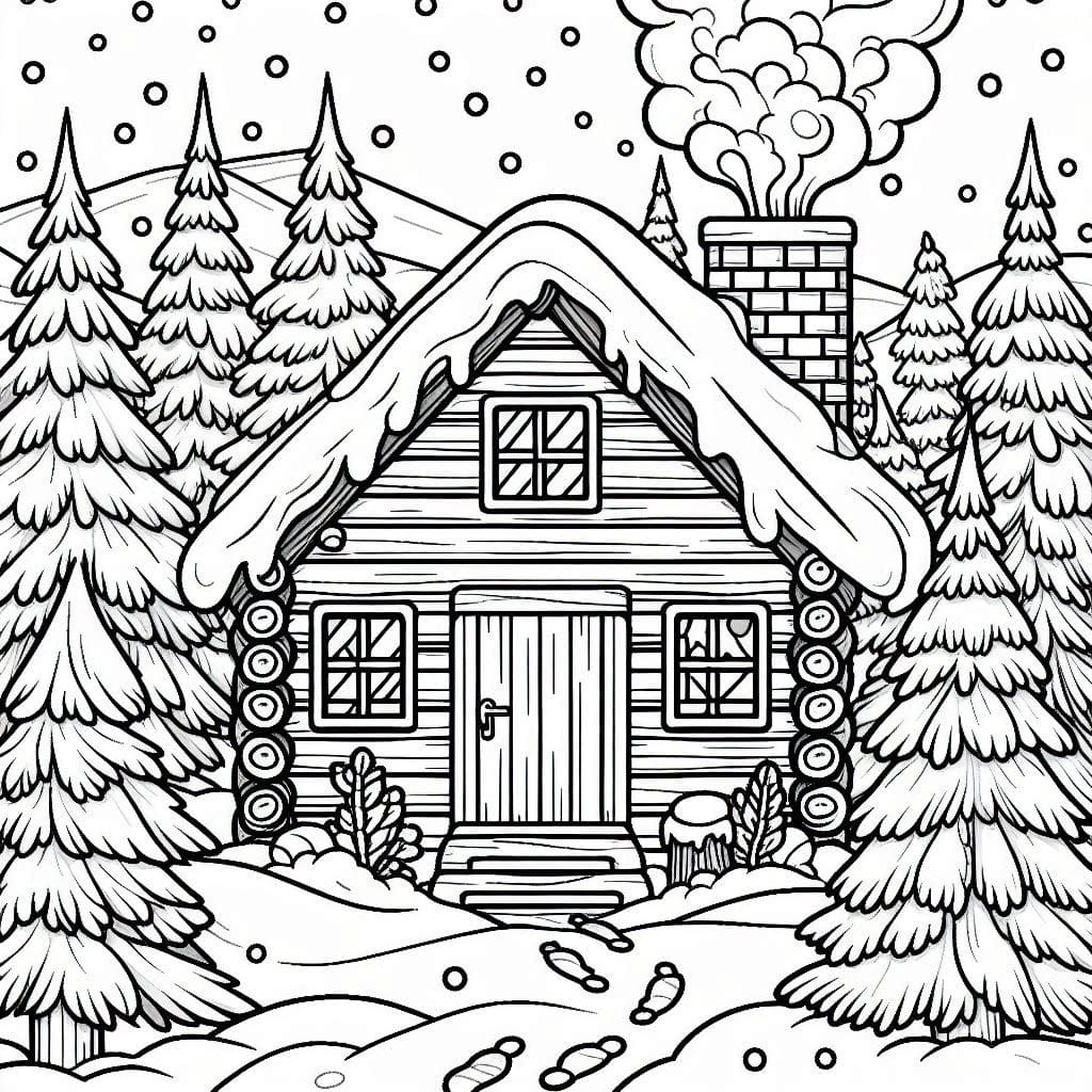 Cozy Cabin in the Winter Woods