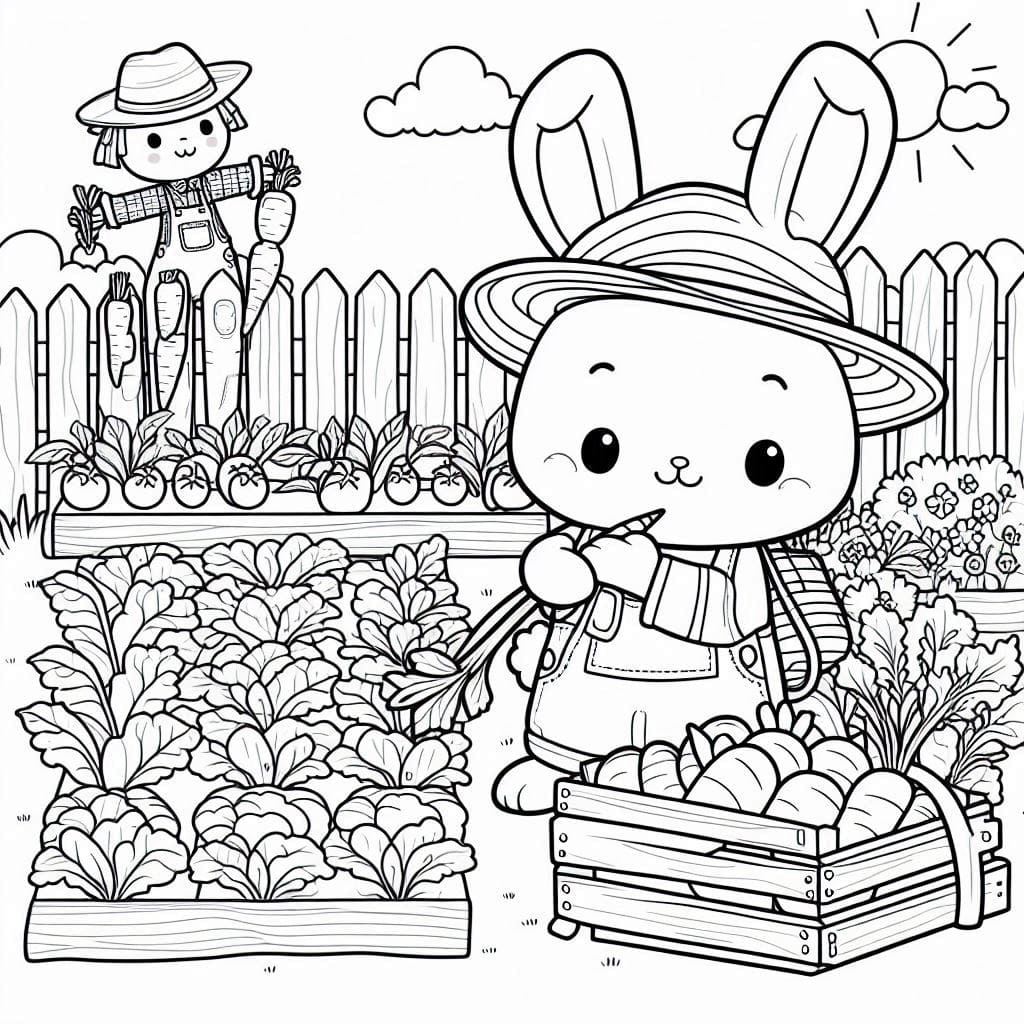 Harvest Bunny Coloring Page