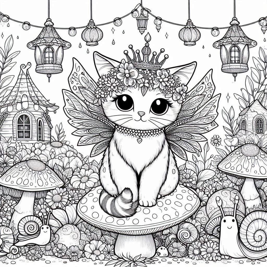 Fairy Cat Coloring Page