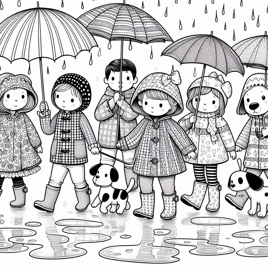 Rainy Day Parade with Kids and Pups
