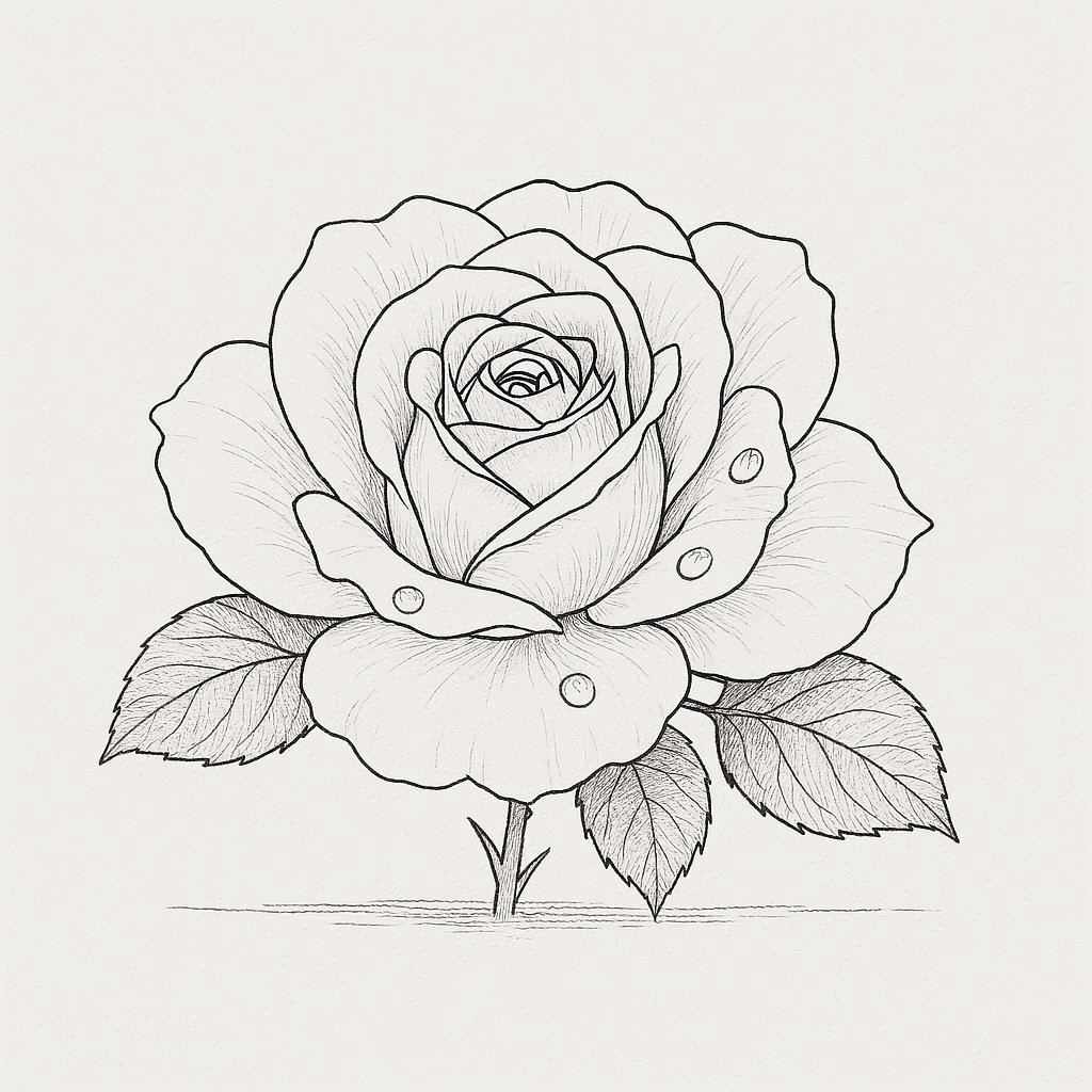 A Beautiful Blooming Rose Coloring Pages