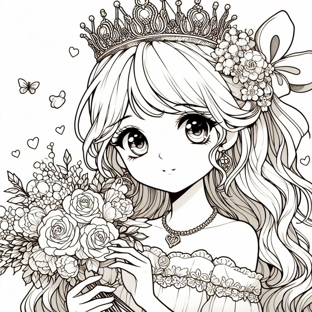 Beautiful Princess with a Bouquet