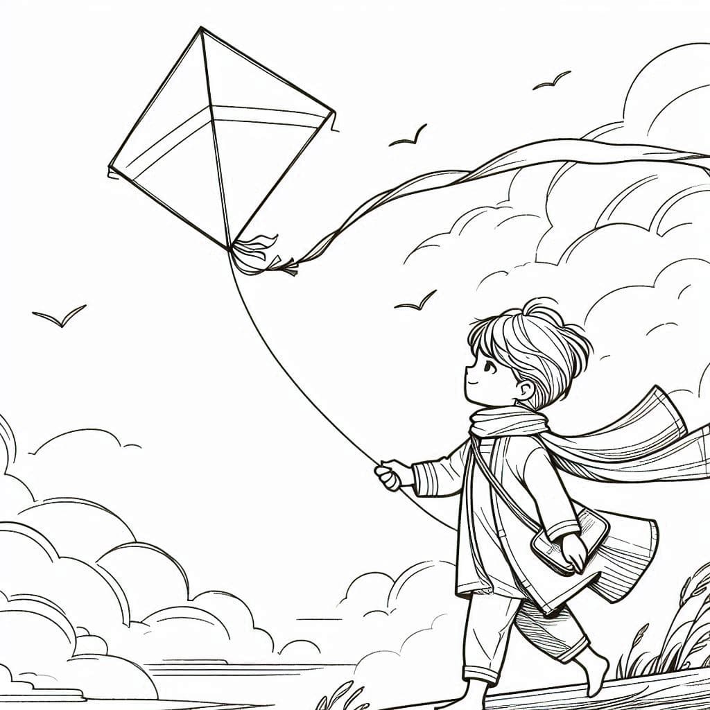 Child Flying a Kite on a Breezy Day