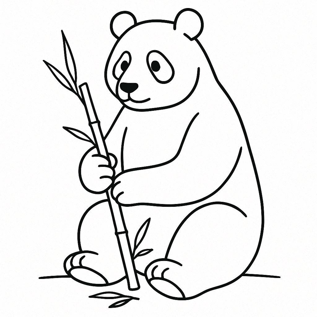 Cute Panda with Bamboo Coloring Sheet
