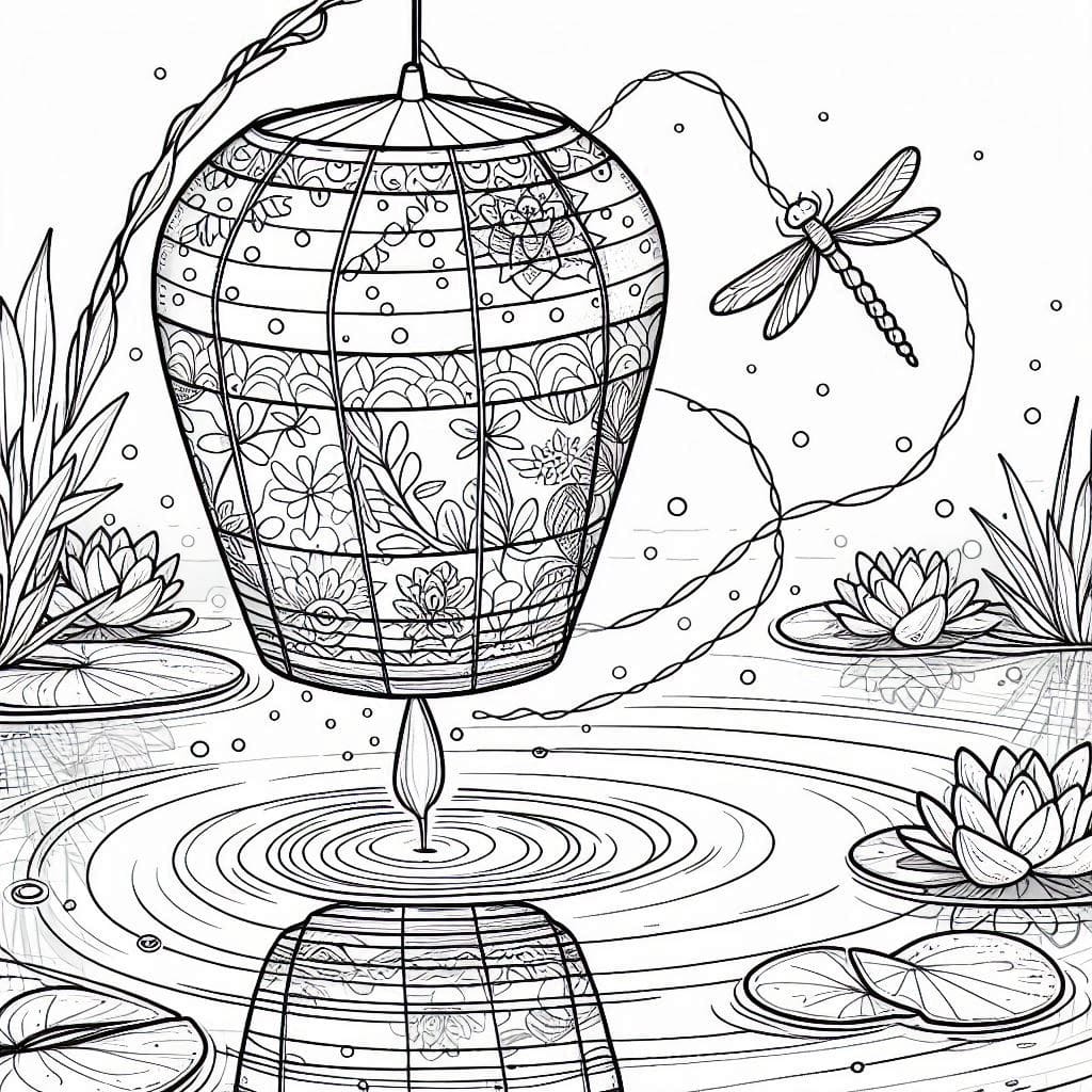 Lantern on Water Coloring Sheets