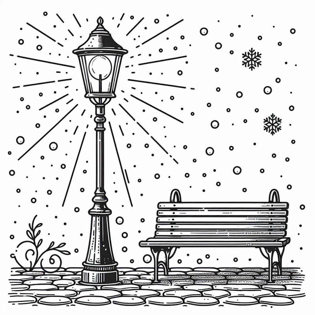 Magical Winter Evening Coloring Pages