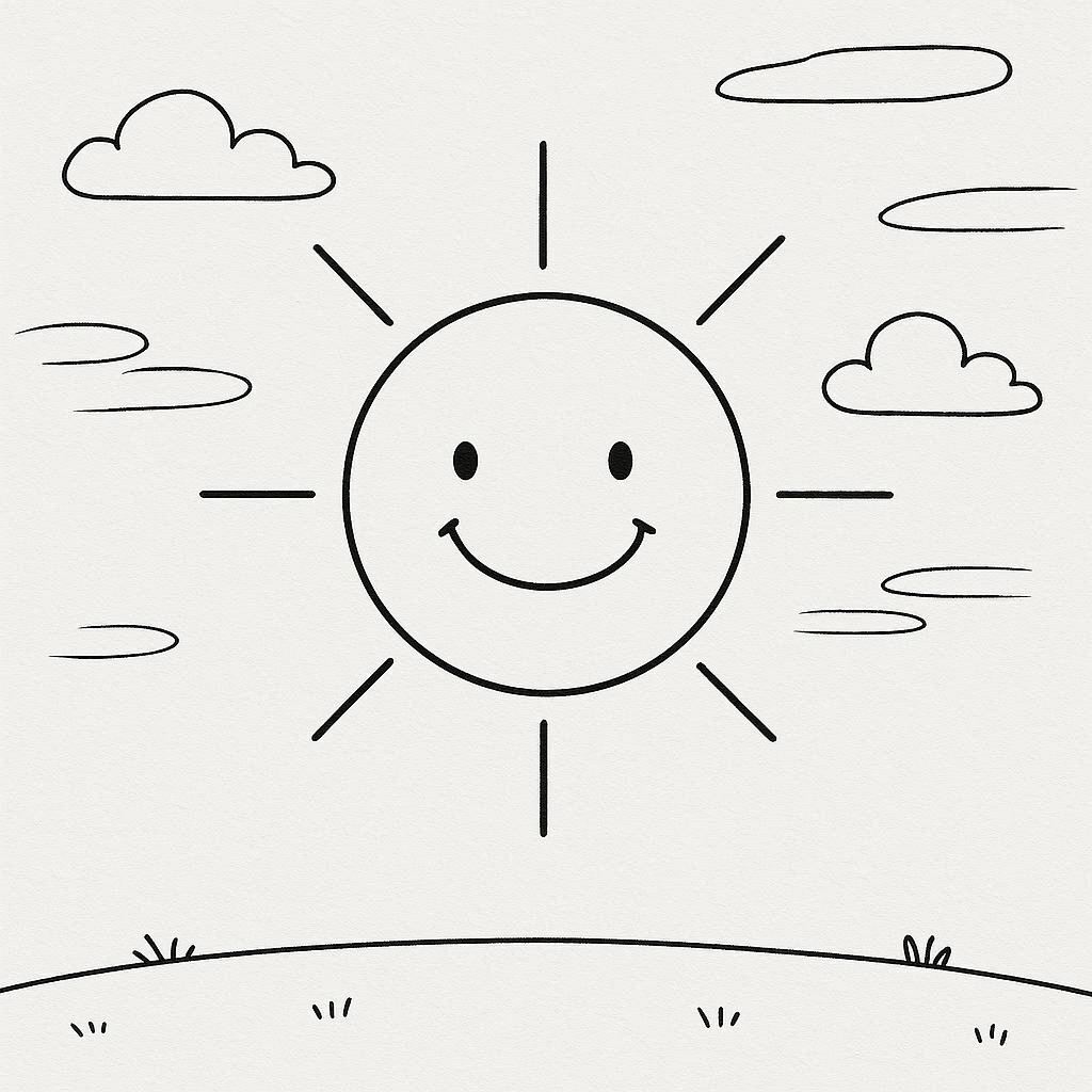 Smiling Sun in the Sky Coloring Sheet