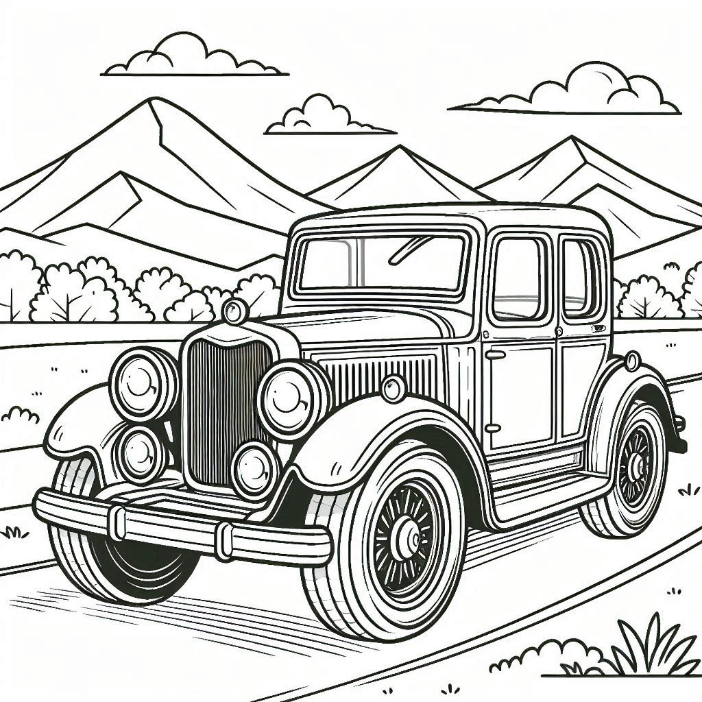 Classic Vintage Car Coloring Pages for Creative Fun
