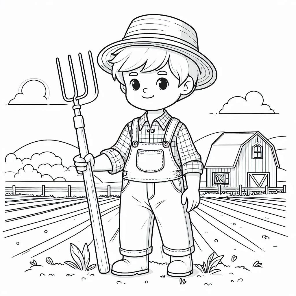 Farmer Boy Coloring Page