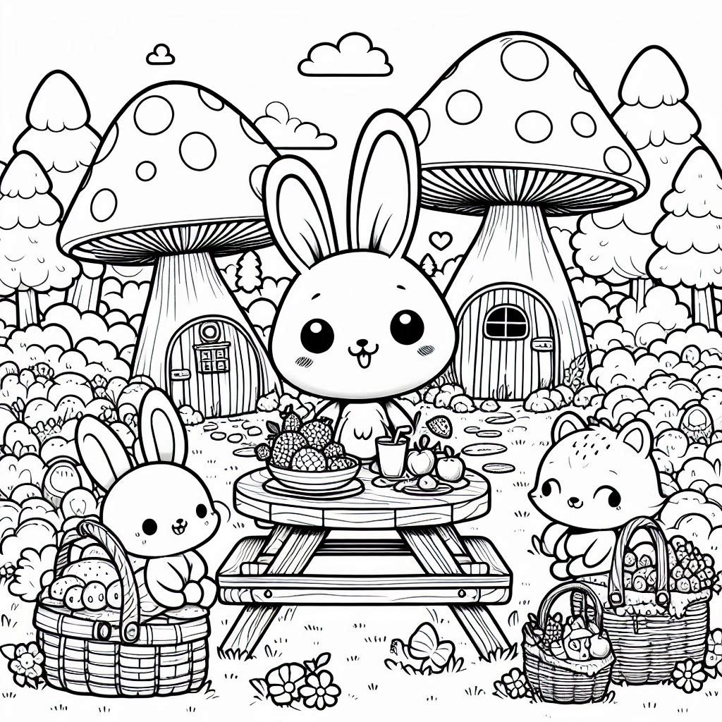 Forest Picnic Coloring Page