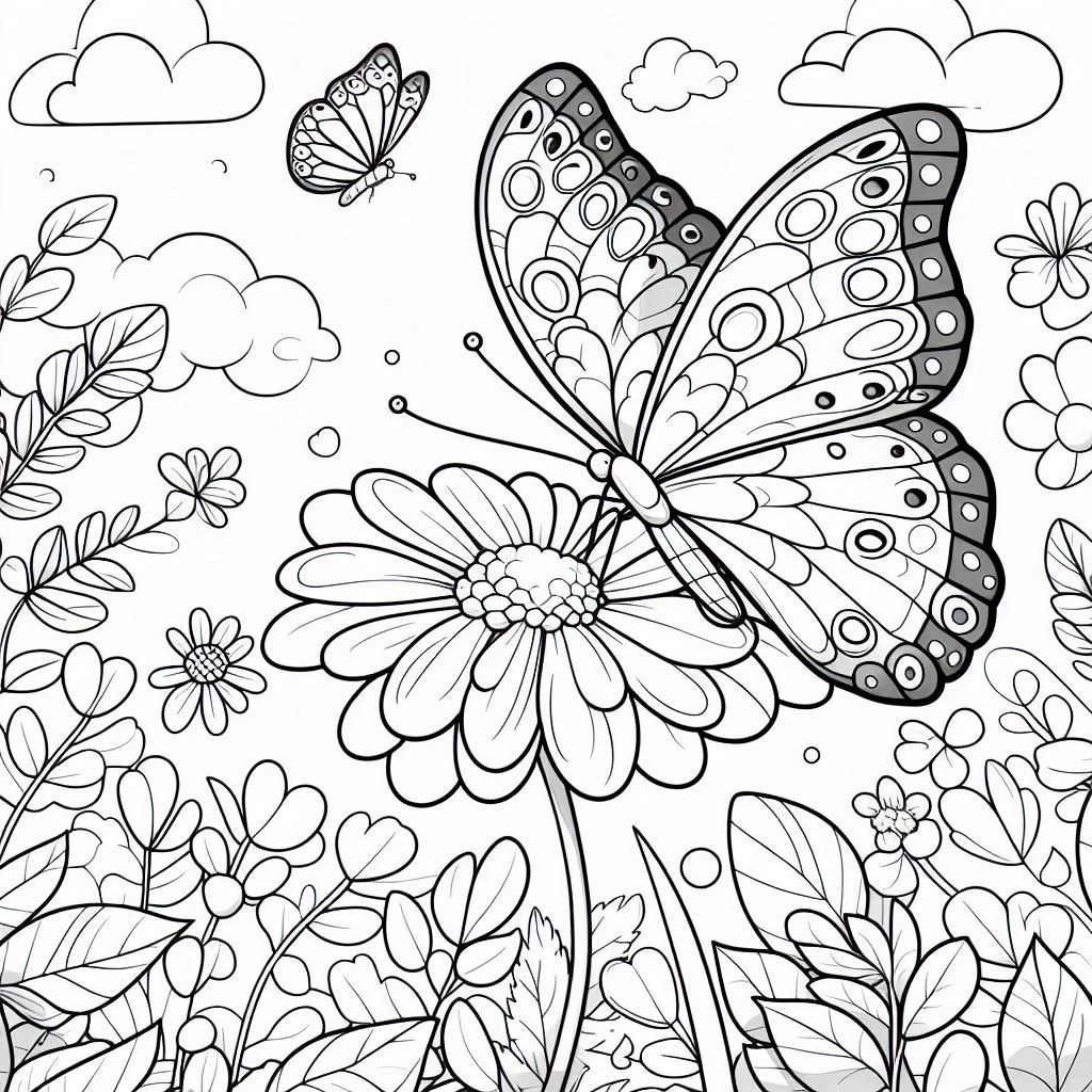 Garden butterfly coloring page