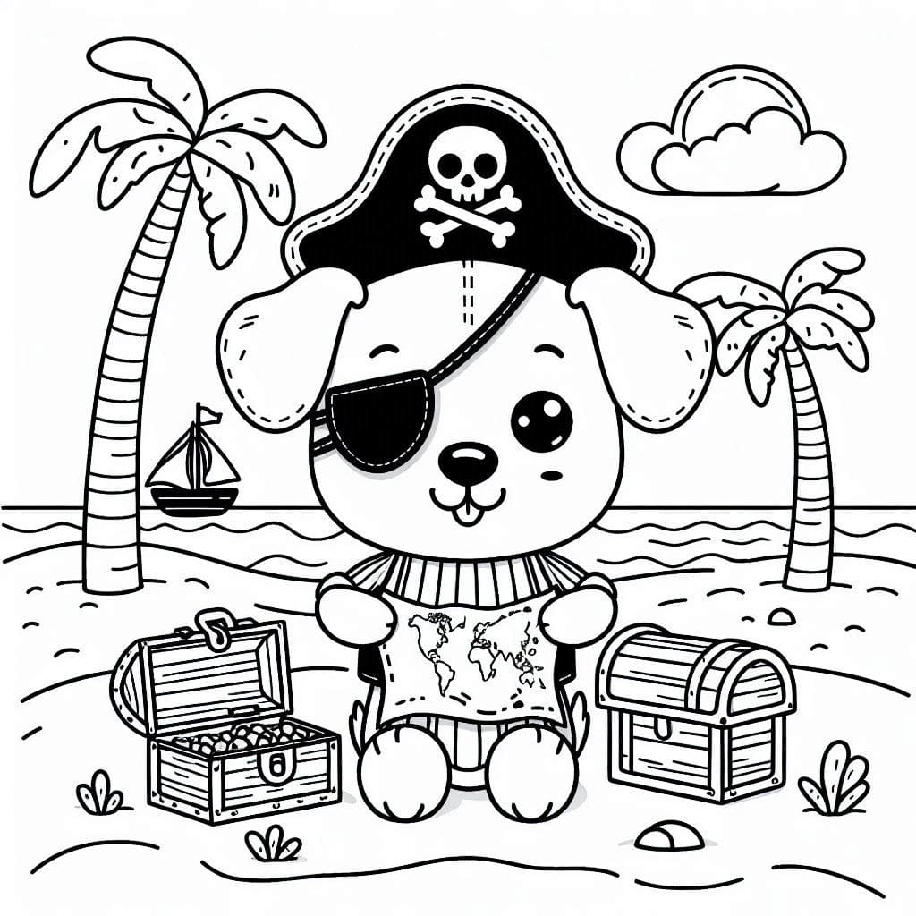 Pirate puppy printable coloring pages