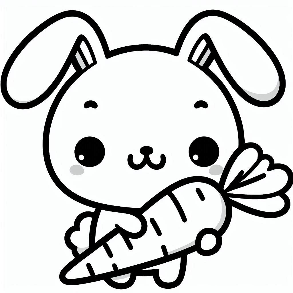A cute bunny holding a tasty carrot.