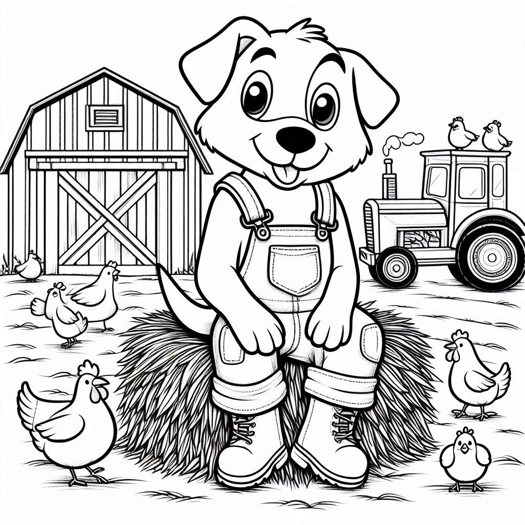 Farmyard fun puppy boots in dog coloring pages
