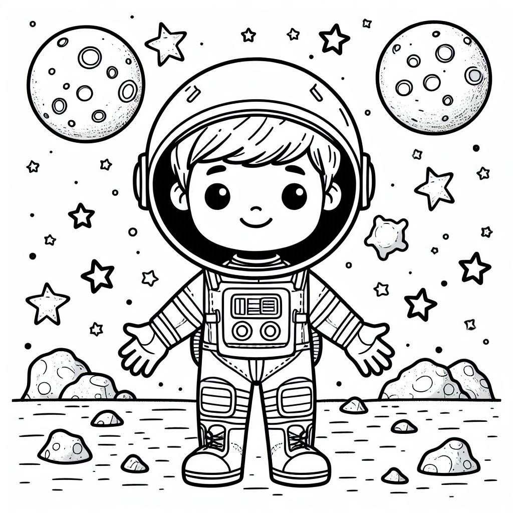 Happy Astronaut on Stardust Trail coloring pages