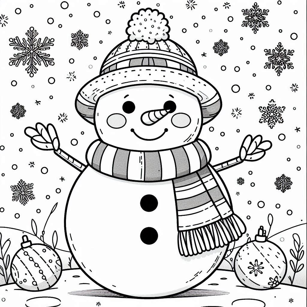 Happy Snowman Coloring Page