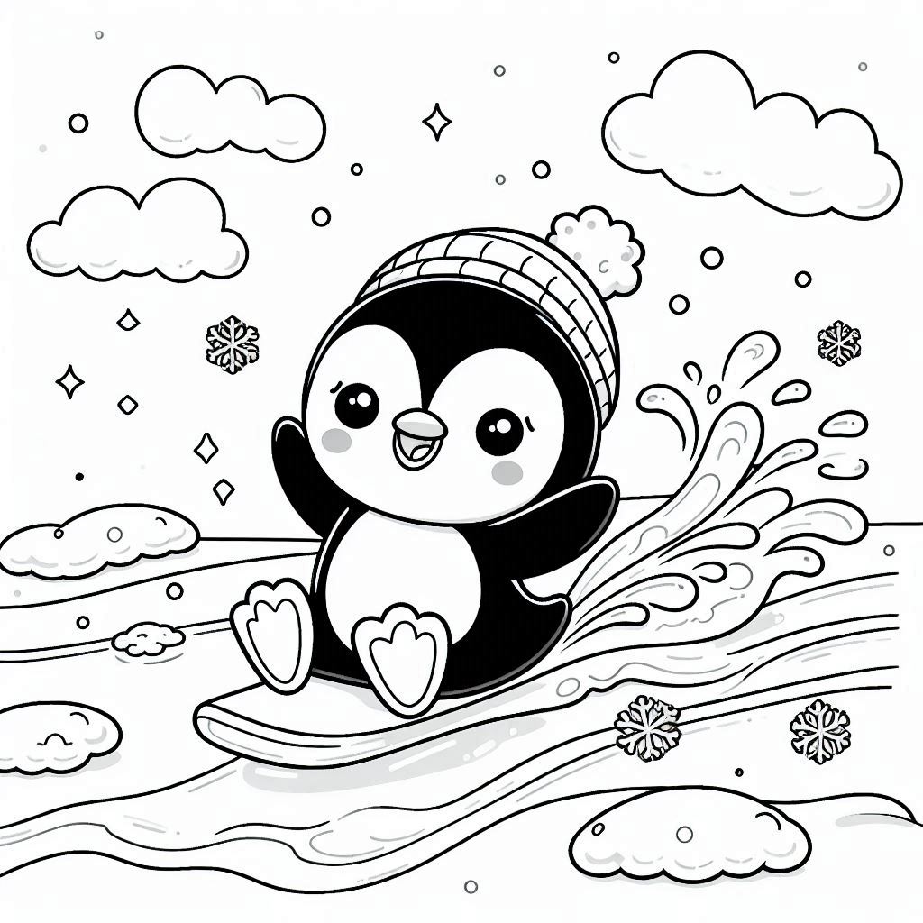 Playful Penguin Coloring Page