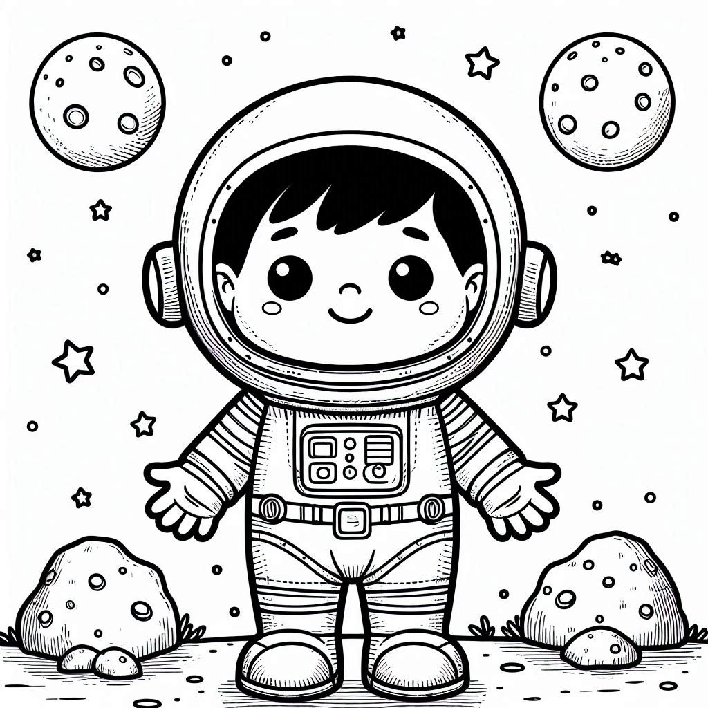 Space Kid in Helmet coloring pages for fun