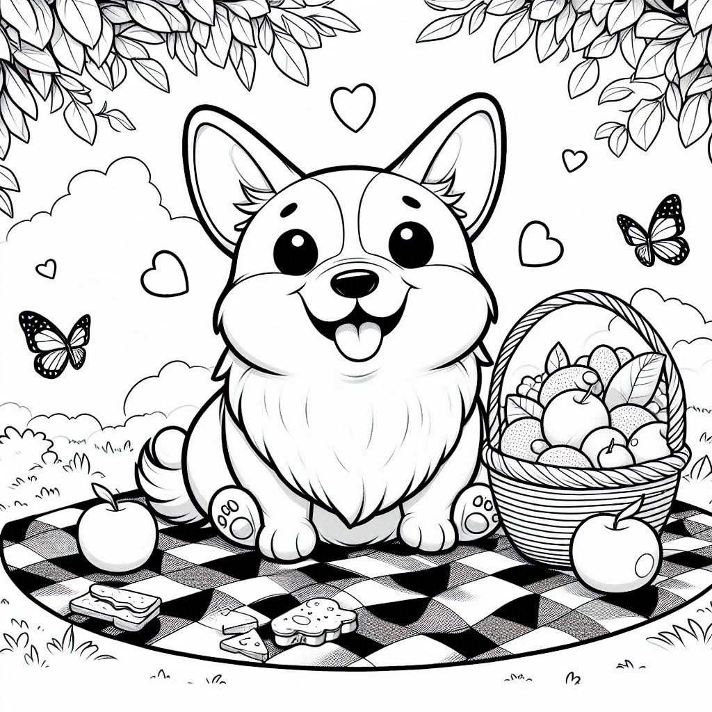 Corgi-Picnic-Afternoon-dog-coloring-page.jpg