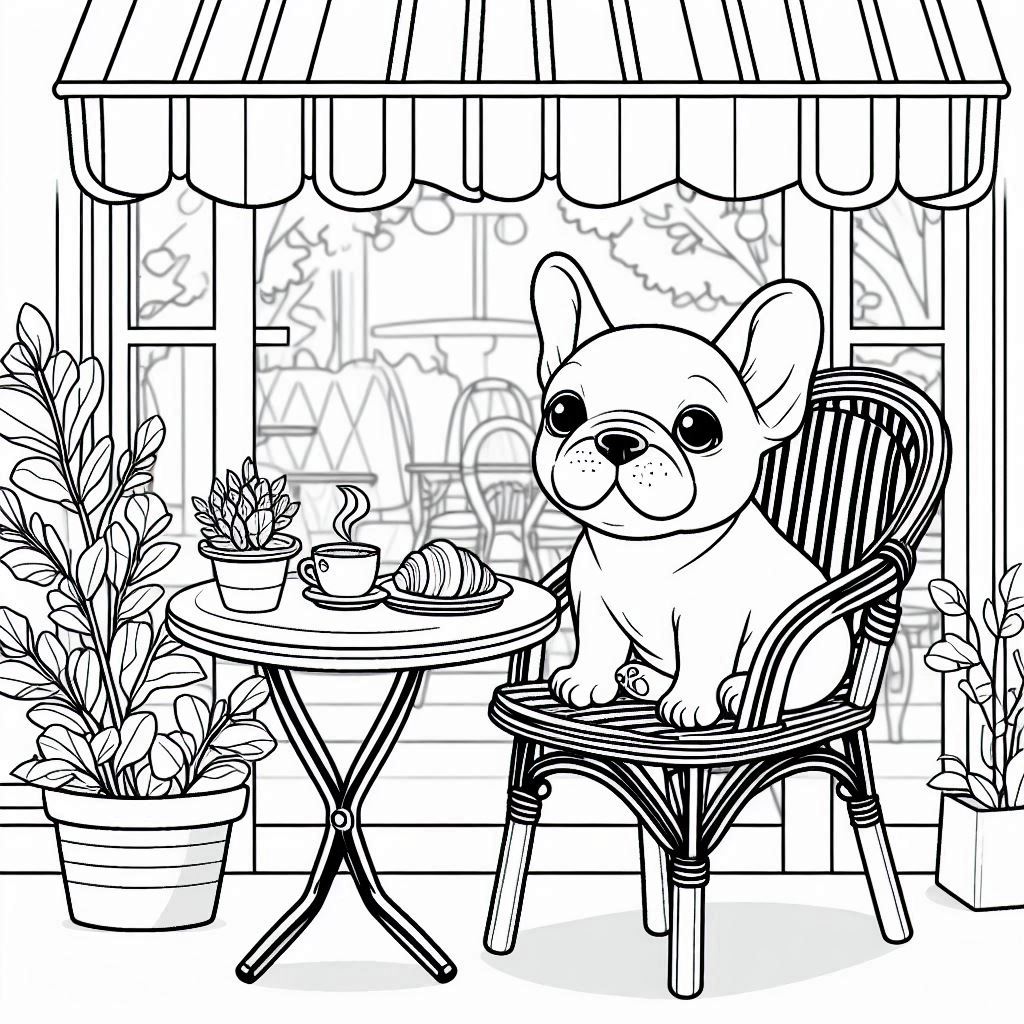 Bulldog Bistro Dog Coloring Page