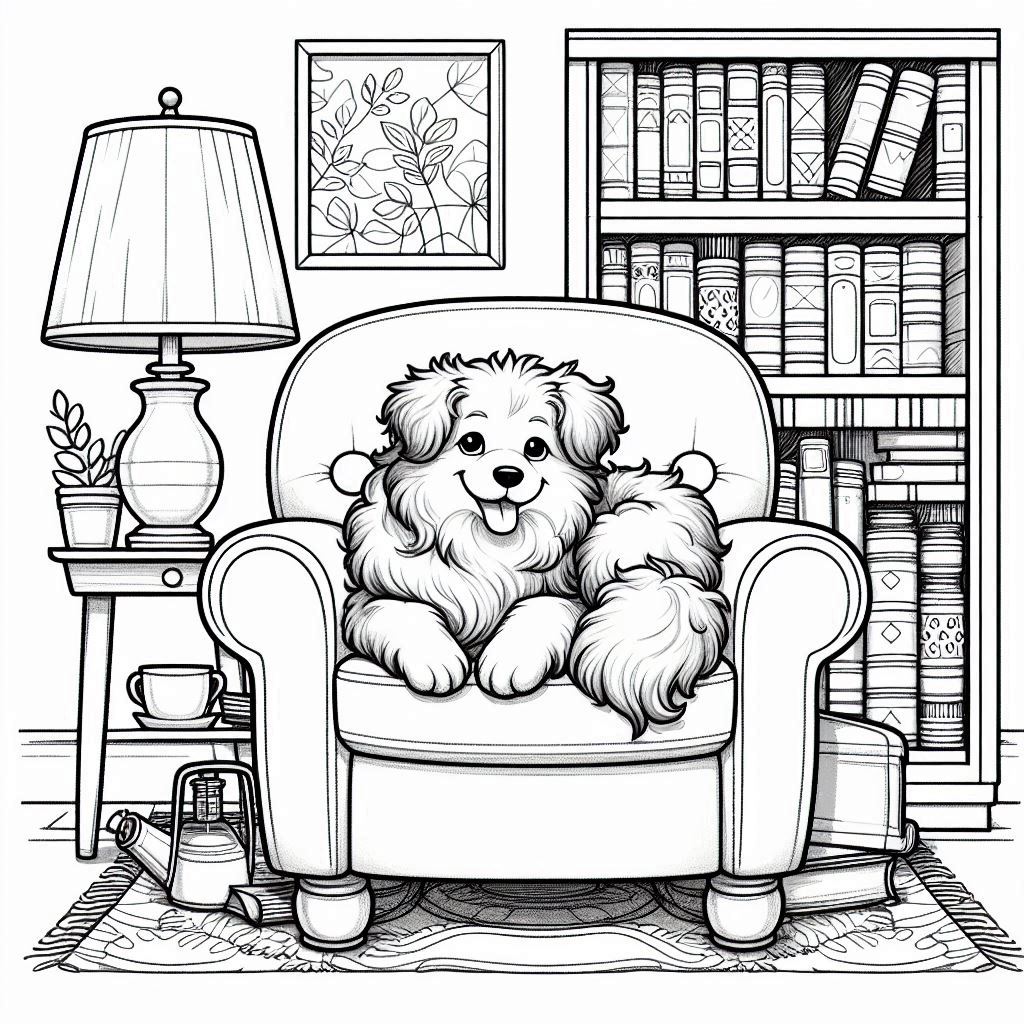 Cozy dog coloring pages chair