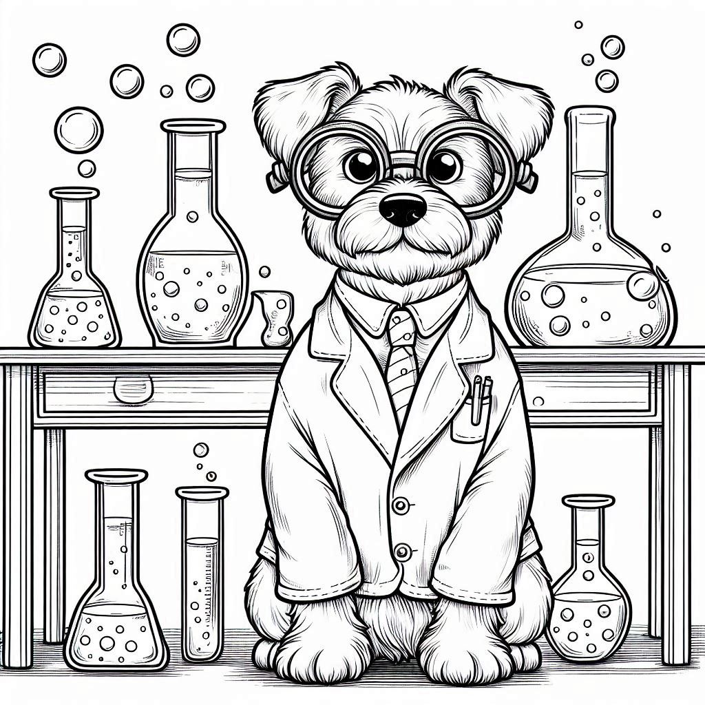 Funny dog coloring pages lab coat