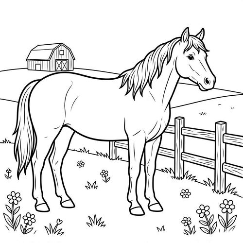 Country-Horse-Coloring-Page-in-a-Peacefu